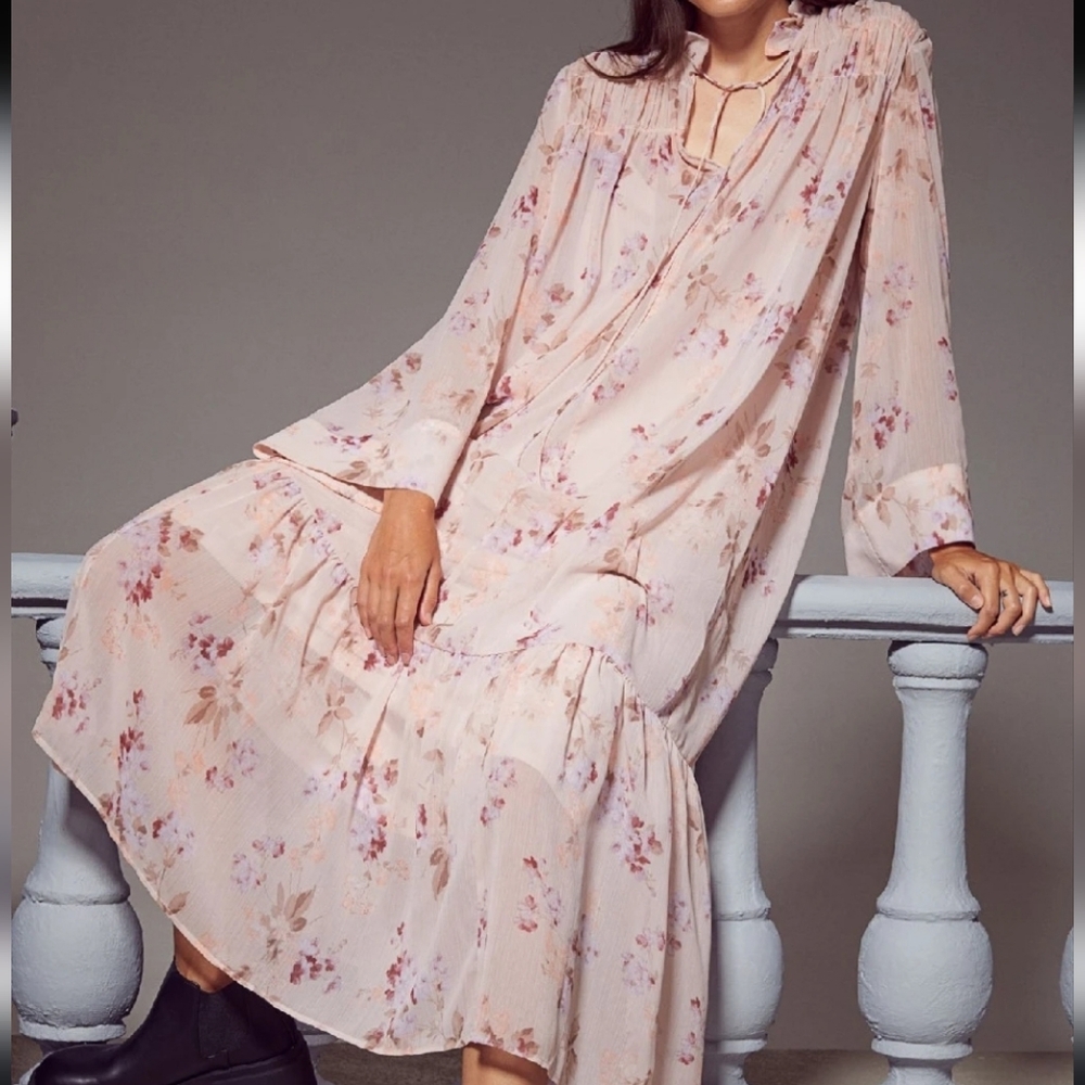H&M Pink Floral Maxi Dress with Slip Boho Size Small Medium (No Slip)